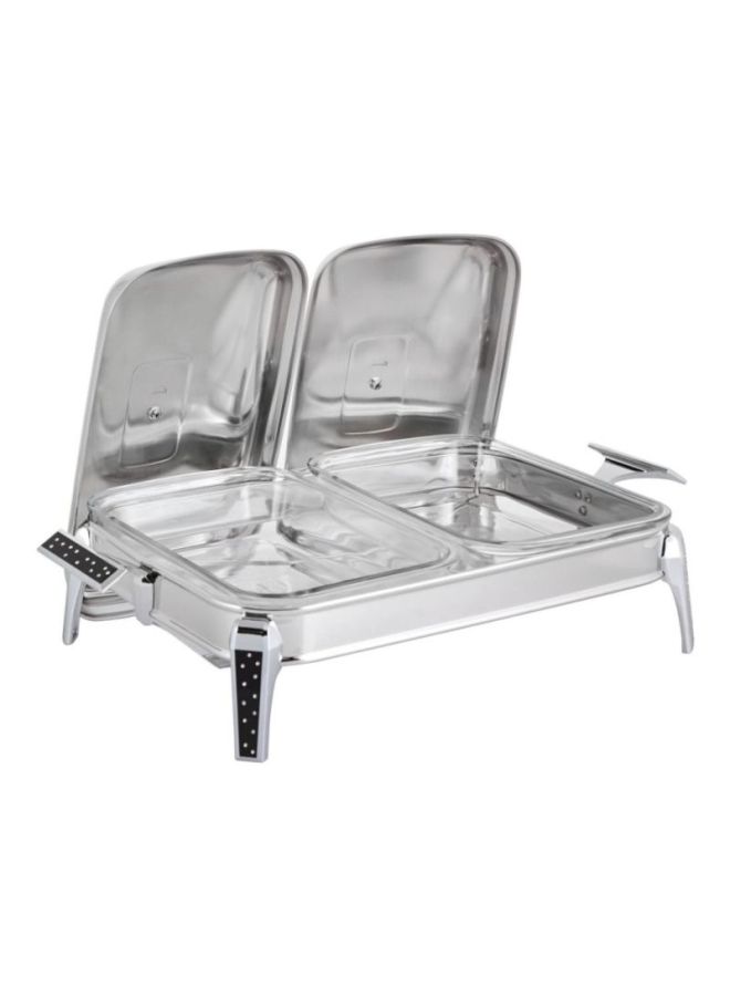 Brilliant Stainless Steel Oblong Warmer Silver/Black