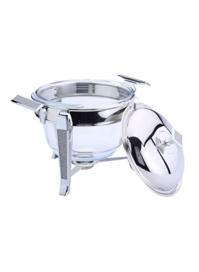 Glitter Stainless Steel Round Soup Warmer Silver 4Liters