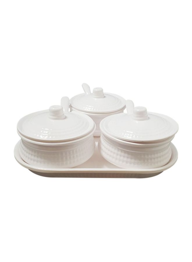 10-Piece Multi-Purpose Condiment Dish Set White 12cm