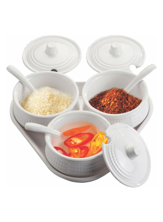 10-Piece Multi-Purpose Condiment Dish Set White 12cm