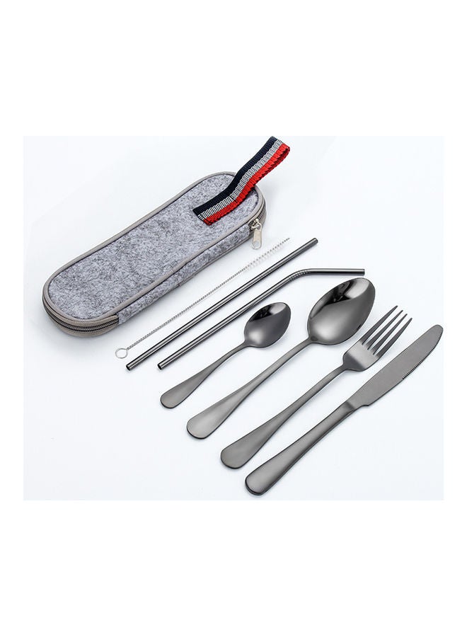 8-Piece Stainless Steel Tableware Set Blue/Grey