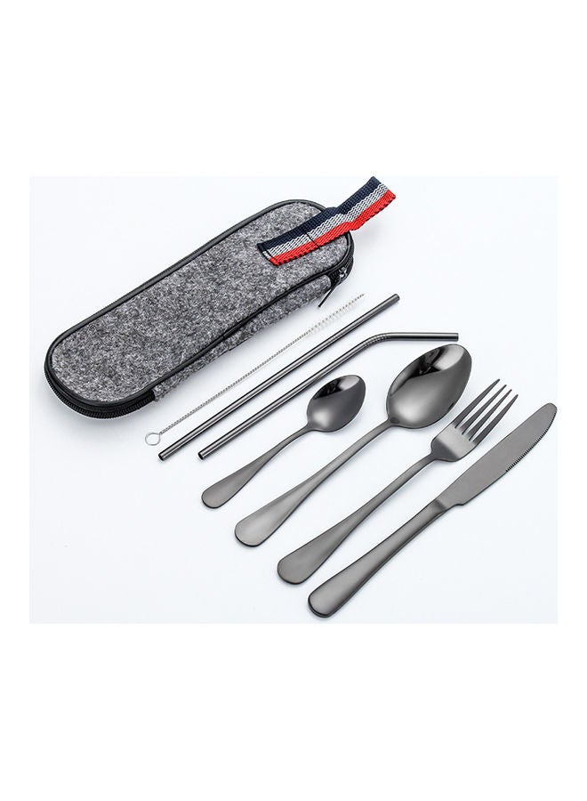 8-Piece Stainless Steel Tableware Set Black/Grey