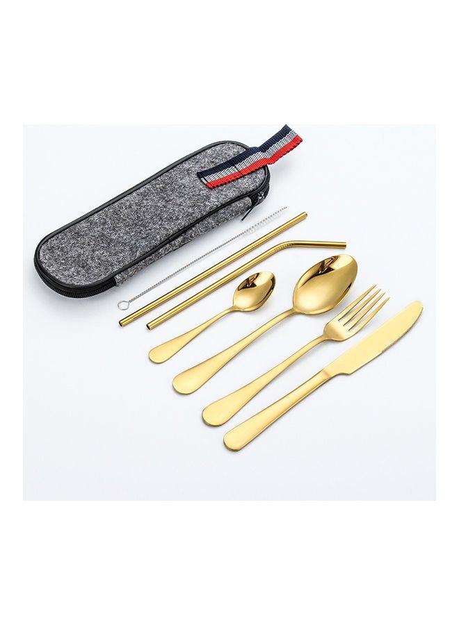 8-Piece Stainless Steel Tableware Set Gold/Grey