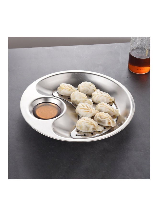 Multifunctional Stainless Steel Dumpling Plate Silver