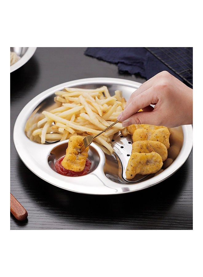 Multifunctional Stainless Steel Dumpling Plate Silver