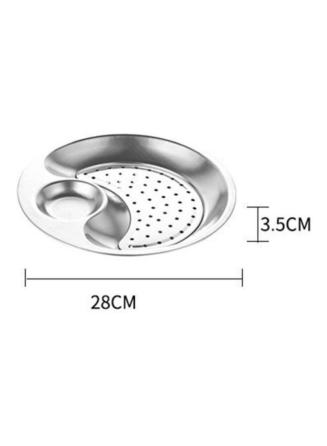 Multifunctional Stainless Steel Dumpling Plate Silver