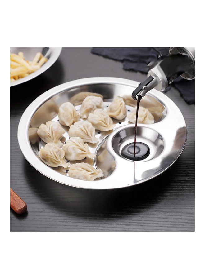 Multifunctional Stainless Steel Dumpling Plate Silver