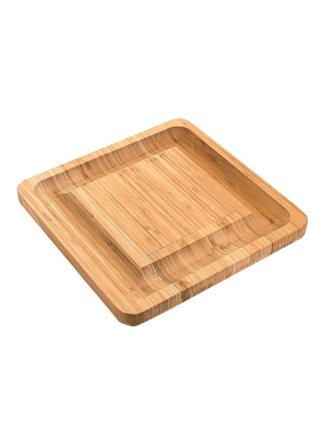 Bamboo Cheese Cutting Board With 4 Knives Brown