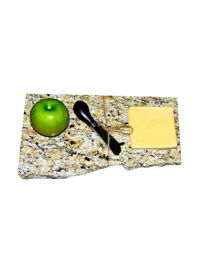 Granite Cheese Board With Knife yellow 30x16x2cm