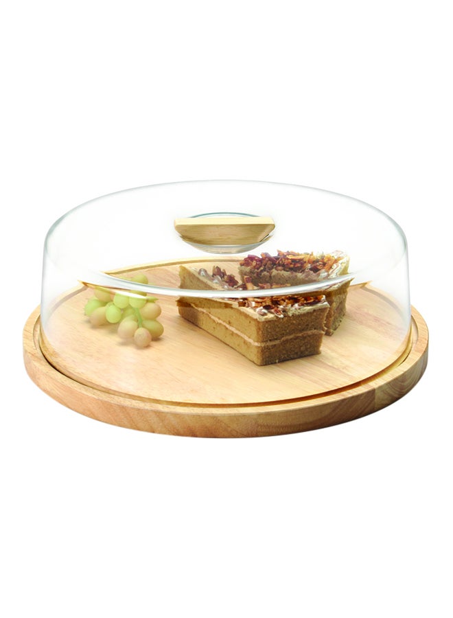 Cheese Dome With Base Beige/Clear 32.5x21.5cm