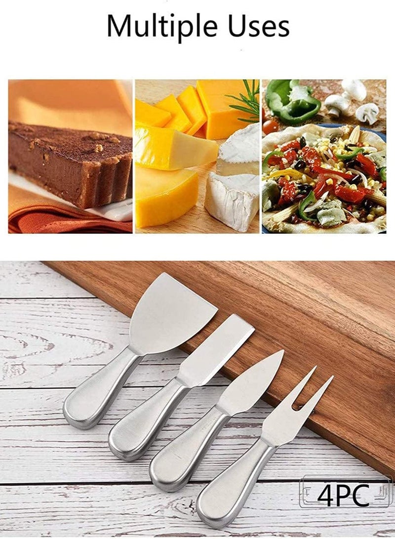 Cheese Knives Steel Stainless Cheese Slicer Cheese Cutter Spreader Fork Light Weight One-Piece Silver Design Cheese Knives Perfect Gifts for Charcuterie Board