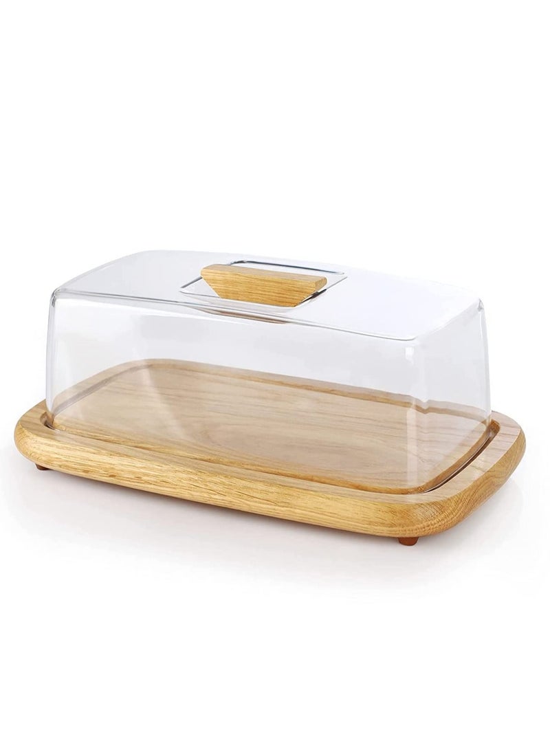 Billi Wooden Serving Tray Cheese Dome With Acrylic Cover