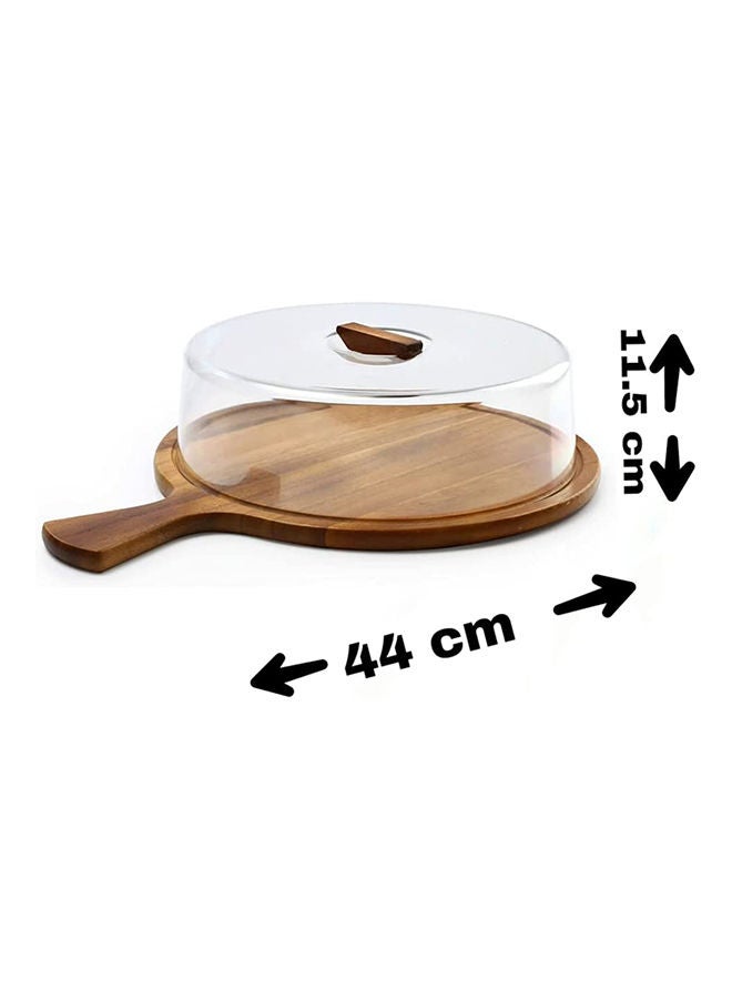 Acacia round cheese dome board, round Charcuterie board with comfortable handle, serving board, wooden cutting board with acrylic cover - AC3211