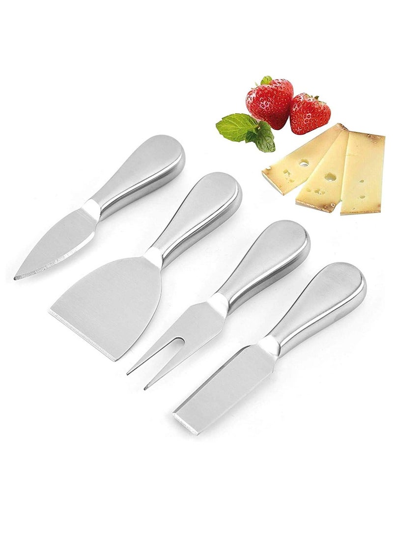 Cheese Knives Steel Stainless Cheese Slicer Cheese Cutter Spreader Fork Light Weight One-Piece Silver Design Cheese Knives Perfect Gifts for Charcuterie Board