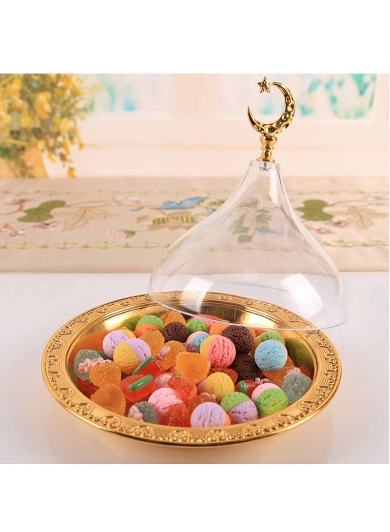 Eid Mubarak Cake Stand with Dome Lid Golden Round Acrylic 20 inch