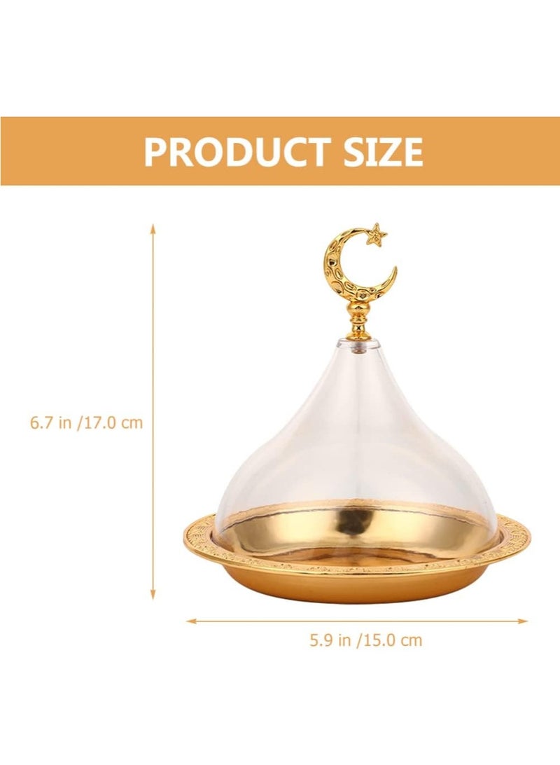 Eid Mubarak Cake Stand with Dome Lid Golden Round Acrylic 20 inch