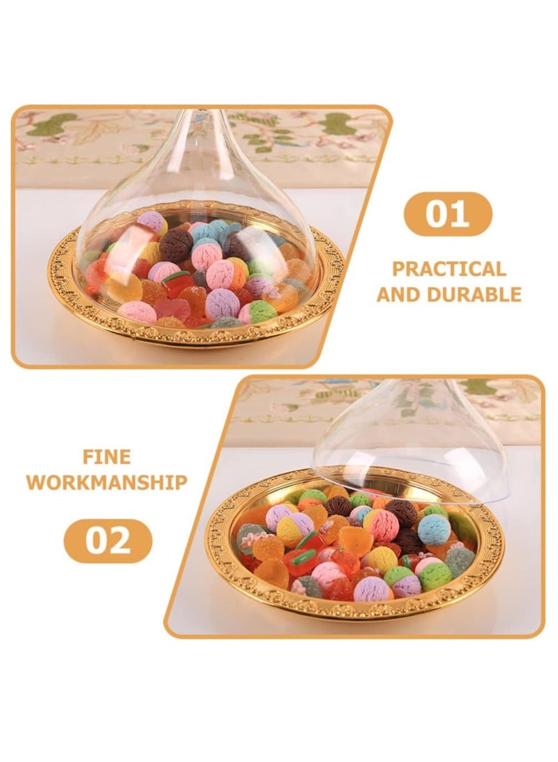 Eid Mubarak Cake Stand with Dome Lid Golden Round Acrylic 20 inch