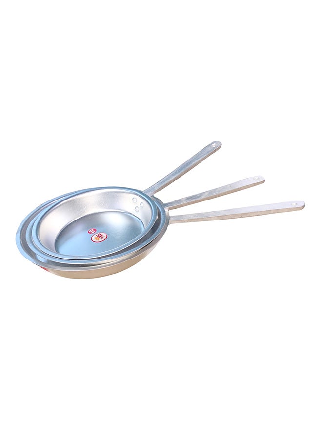 3-Pieces Aluminium Fry Pan With Cast Aluminium Handle Set silver 25cm