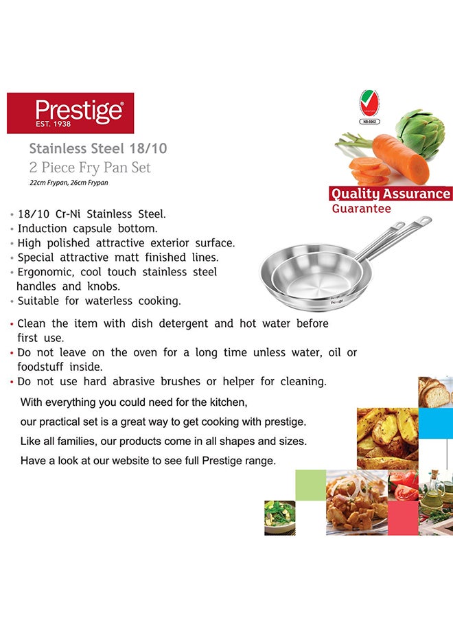 2-Piece Stainless Steel Fry Pan Set 22x26 Cm
