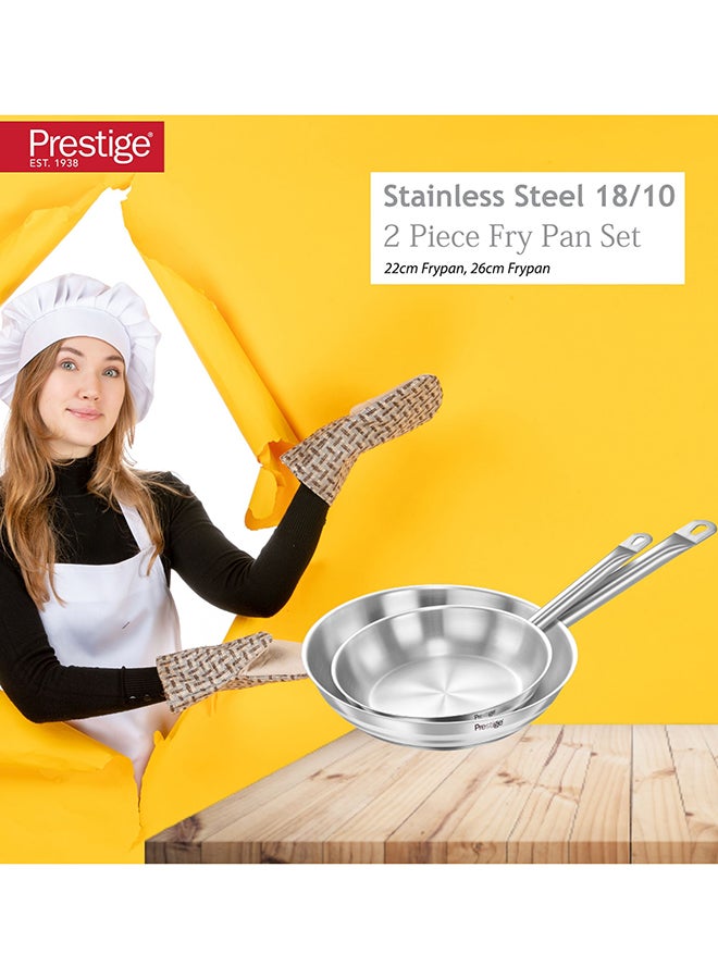 2-Piece Stainless Steel Fry Pan Set 22x26 Cm