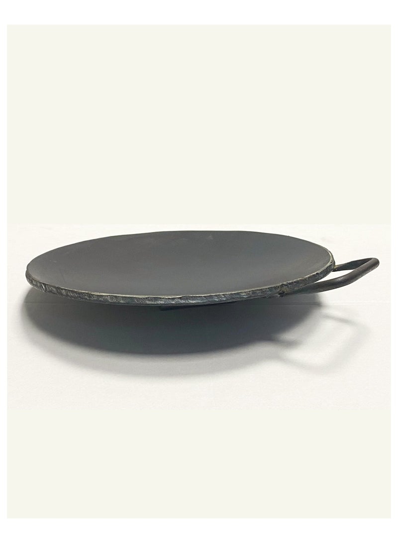 Iron Concave Dosa Tawa Heavy Guage with Handle 31cm X 10mm Black