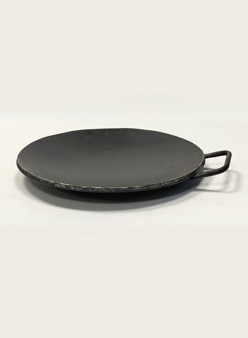 Iron Concave Dosa Tawa Heavy Guage with Handle 31cm X 10mm Black