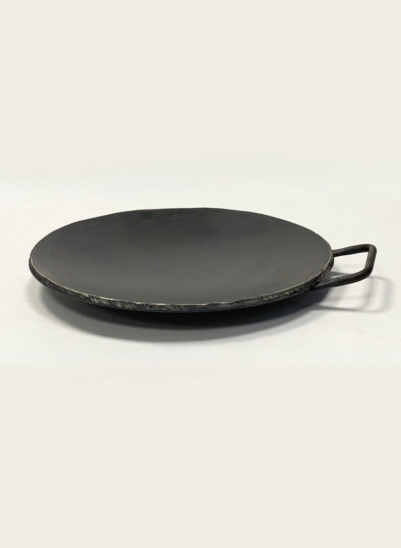 Iron Concave Dosa Tawa Heavy Guage with Handle 28cm X 10mm Black