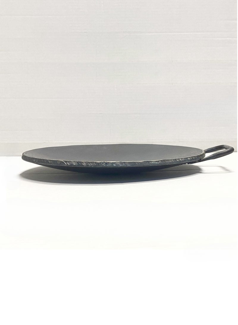 Iron Concave Dosa Tawa Heavy Guage with Handle 28cm X 10mm Black