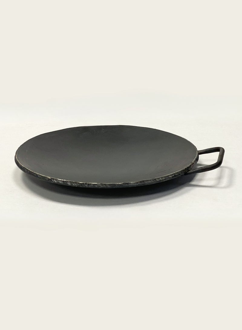 Iron Concave Dosa Tawa Heavy Guage with Handle 36cm X 10mm Black