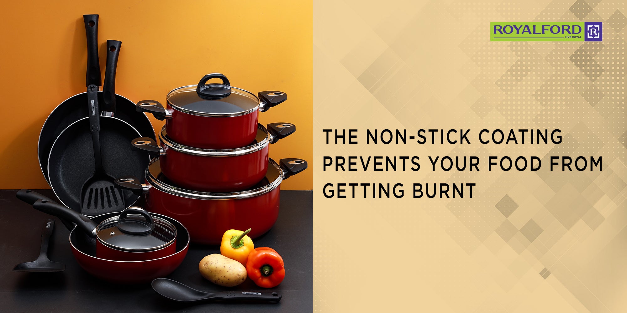 16-Piece Aluminium Non Stick Interior Durable & Light Weight Cookware Set Includes 1x 20cm Casserole With Lid, 1x 24cm Casserole With Lid 1x 30cm Casserole With Lid, 1x 16cm Sauce Pan With Lid, 1x 28cm Flat Fry Pan With Lid , 1x 24cm Flat Fry Pan With Lid, 1x 24cm Wok Pan, 1x Nylon Spoon, 1x Nylon Slotted Spatula, 1x Nylon Spatula Red