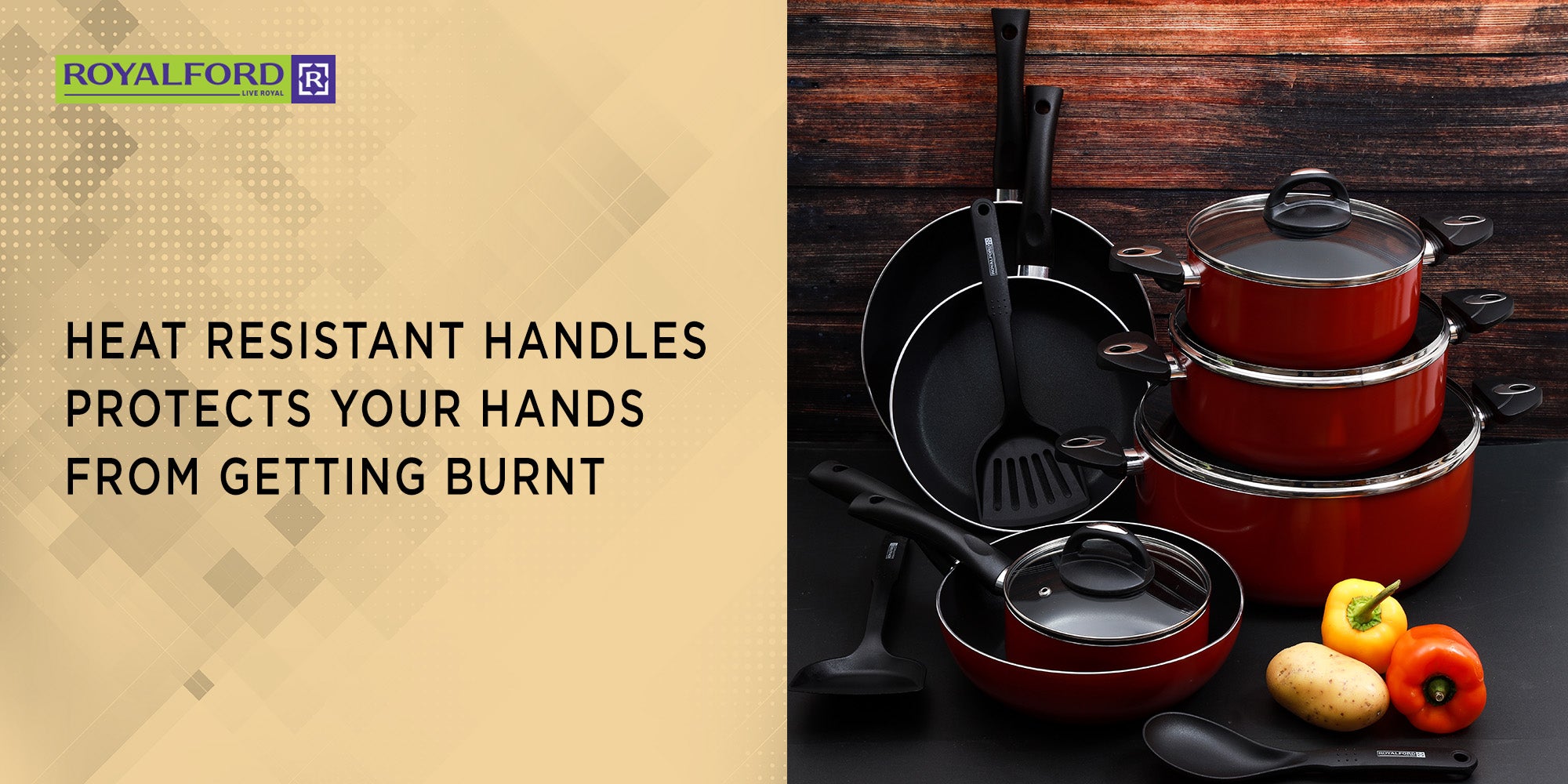 16-Piece Aluminium Non Stick Interior Durable & Light Weight Cookware Set Includes 1x 20cm Casserole With Lid, 1x 24cm Casserole With Lid 1x 30cm Casserole With Lid, 1x 16cm Sauce Pan With Lid, 1x 28cm Flat Fry Pan With Lid , 1x 24cm Flat Fry Pan With Lid, 1x 24cm Wok Pan, 1x Nylon Spoon, 1x Nylon Slotted Spatula, 1x Nylon Spatula Red
