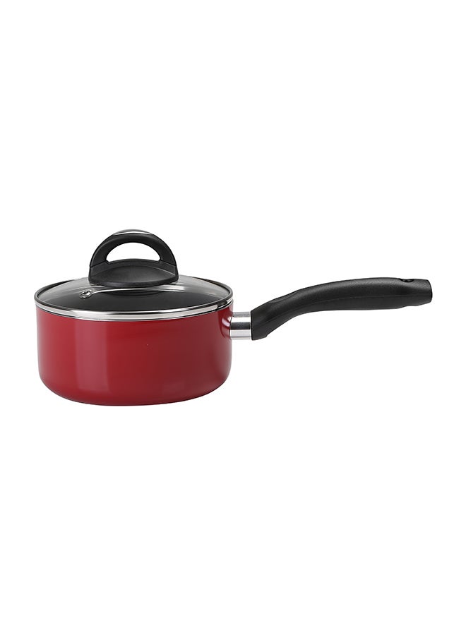 16-Piece Aluminium Non Stick Interior Durable & Light Weight Cookware Set Includes 1x 20cm Casserole With Lid, 1x 24cm Casserole With Lid 1x 30cm Casserole With Lid, 1x 16cm Sauce Pan With Lid, 1x 28cm Flat Fry Pan With Lid , 1x 24cm Flat Fry Pan With Lid, 1x 24cm Wok Pan, 1x Nylon Spoon, 1x Nylon Slotted Spatula, 1x Nylon Spatula Red