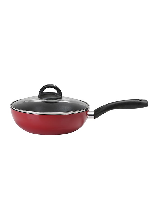16-Piece Aluminium Non Stick Interior Durable & Light Weight Cookware Set Includes 1x 20cm Casserole With Lid, 1x 24cm Casserole With Lid 1x 30cm Casserole With Lid, 1x 16cm Sauce Pan With Lid, 1x 28cm Flat Fry Pan With Lid , 1x 24cm Flat Fry Pan With Lid, 1x 24cm Wok Pan, 1x Nylon Spoon, 1x Nylon Slotted Spatula, 1x Nylon Spatula Red