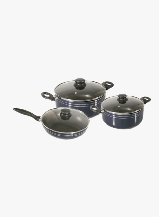 12-Piece Aluminium Cookware Set Black Casserole With Lid 26, Casserole With Lid 24, Wokpan 26, Tawa 30, Frypan 24, Frypan 26, Sauce Pan 16cm