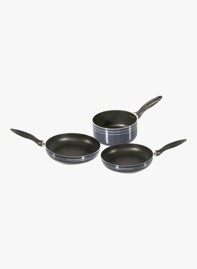 12-Piece Aluminium Cookware Set Black Casserole With Lid 26, Casserole With Lid 24, Wokpan 26, Tawa 30, Frypan 24, Frypan 26, Sauce Pan 16cm