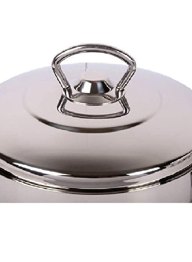 9-Piece 18/10 Cr-Ni Stainless Steel Polished To A High Gloss With Three Satin Stripes  3 Ply Bottom With Thermal Coating Cookware Set Includes Casserole With Lids (2, 3.5, 6.5), 1x Low Cassarole - 3.5 liters Silver