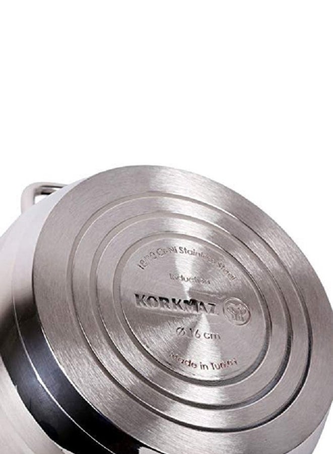 9-Piece 18/10 Cr-Ni Stainless Steel Polished To A High Gloss With Three Satin Stripes  3 Ply Bottom With Thermal Coating Cookware Set Includes Casserole With Lids (2, 3.5, 6.5), 1x Low Cassarole - 3.5 liters Silver