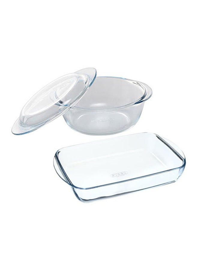 3-Piece Casserole And Roaster Set Clear