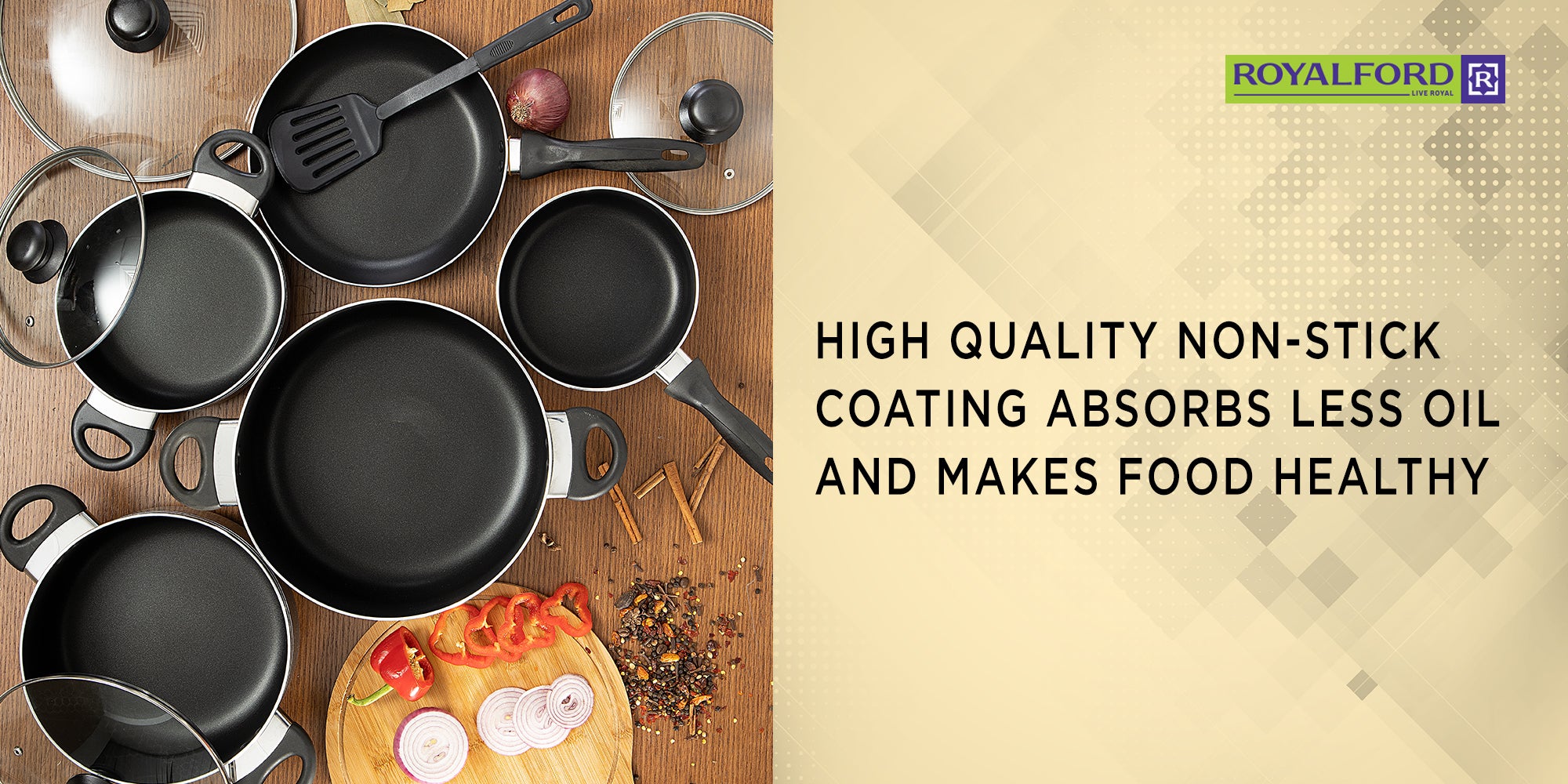10 Pcs Non Stick Cookware Set Strong Aluminium Body, 3 Layer Construction, Cd Bottom, Tempered Glass Lid With Steel Frame Black 28x14.5cm