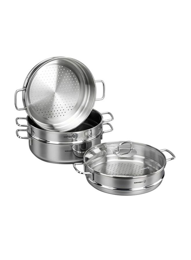 3-Piece Perla Casserole Manti Set Silver Casserole(5.1), Manti Casserole (4.2)Liters