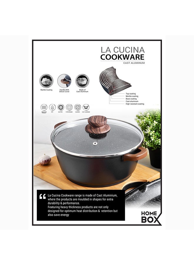 8-Piece Die Cast Aluminium Cookware Set Black 28cm