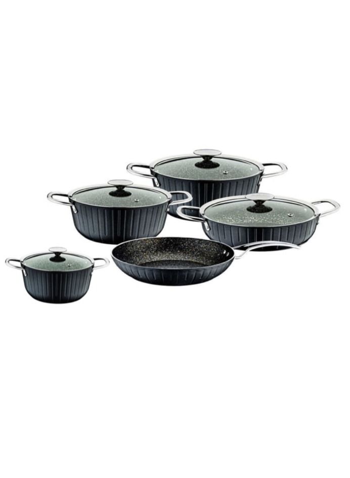 COLONNA  9PCS COOKWAR SET BLACK COLOR-MADE IN TURKEY