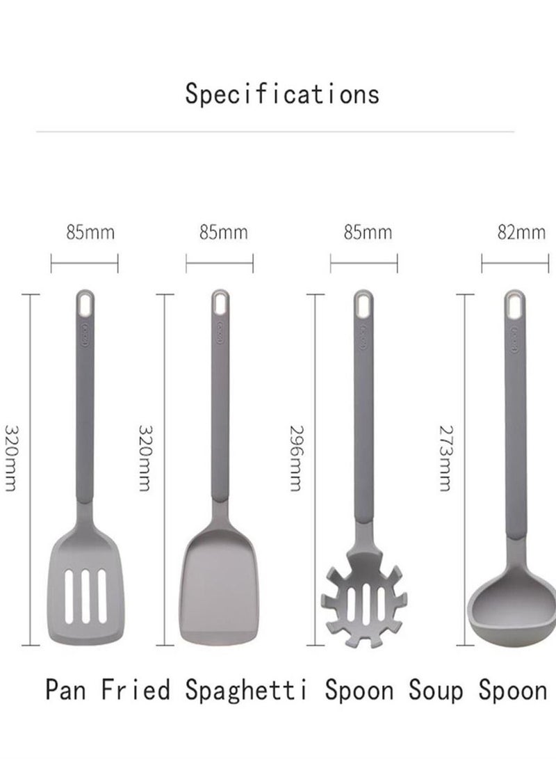 Silicone non-stick spatula 4-piece set, high temperature resistant, food grade silicone, easy to clean, easy to stir, no noise, suitable for baking, cooking (gray)