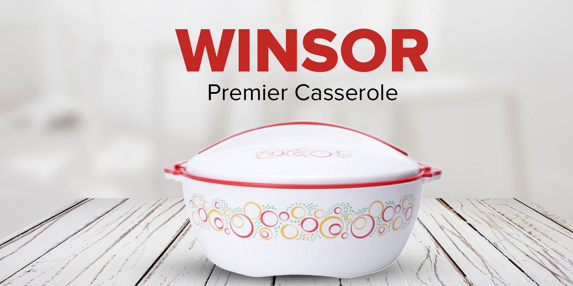 Premier Casserole White with Red and Multicolor Design 8000ml