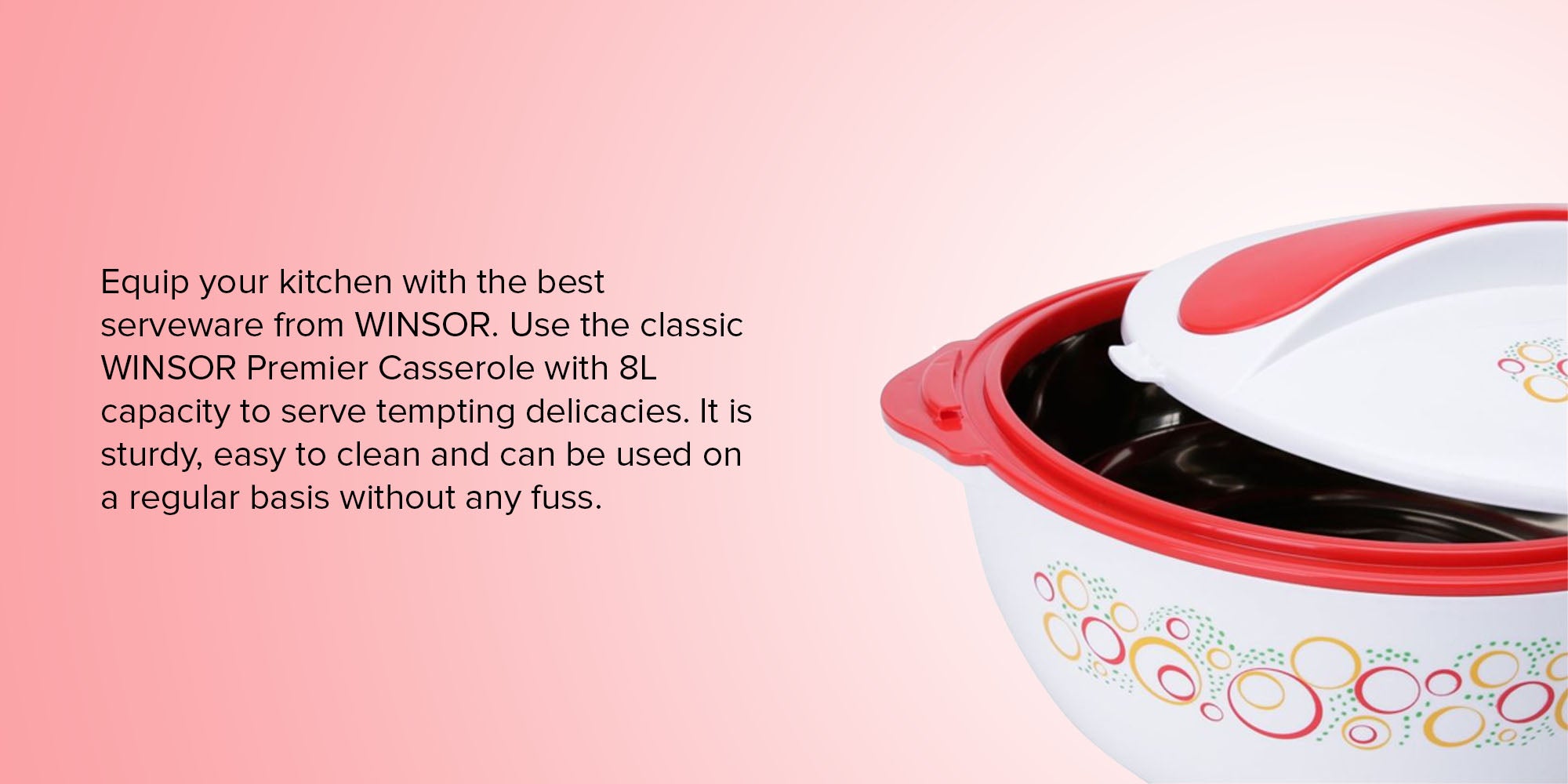 Premier Casserole White with Red and Multicolor Design 8000ml