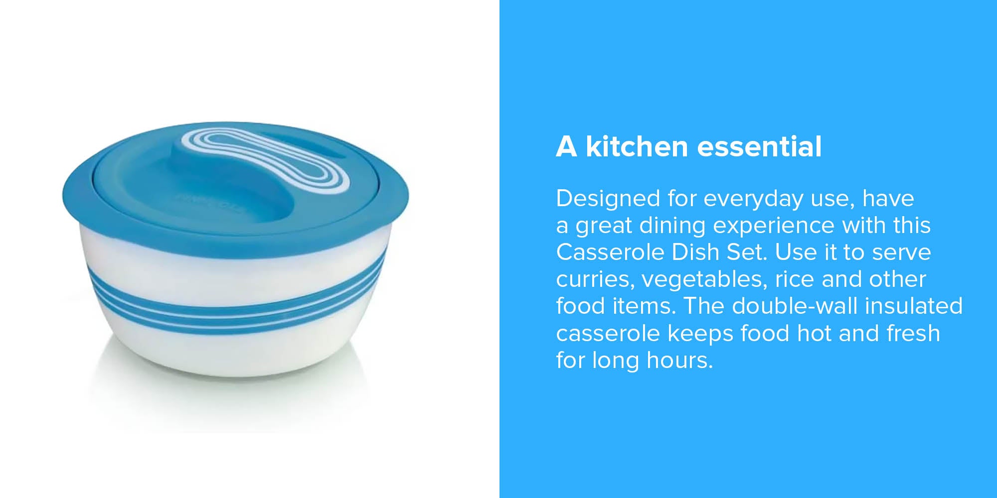 4-Piece Palazio Matt Casserole Set Blue 1st Casserole Dish 500, 2nd Casserole Dish 1000, 3rd Casserole Dish 1500, 4th Casserole Dish 2500ml