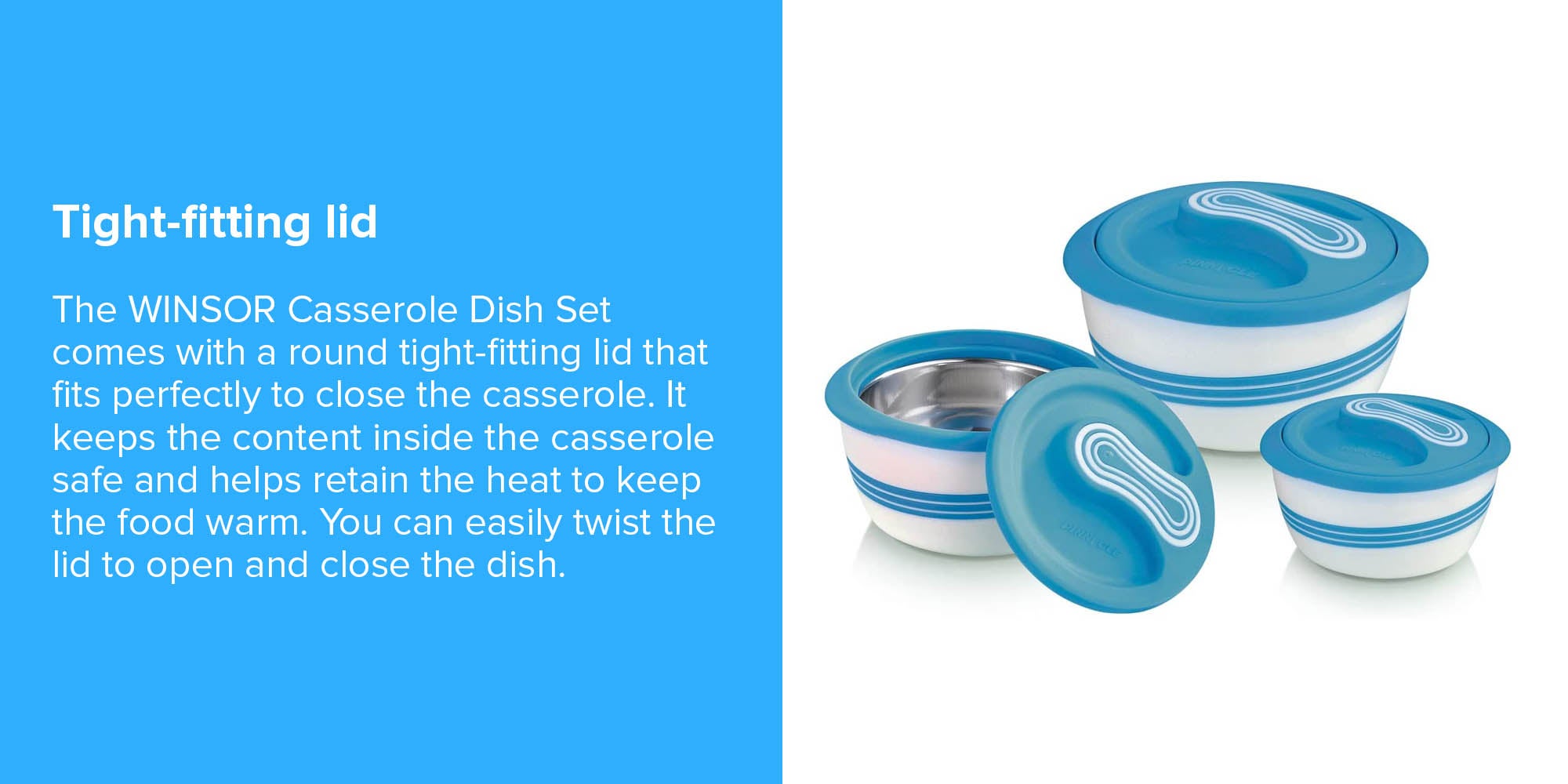 4-Piece Palazio Matt Casserole Set Blue 1st Casserole Dish 500, 2nd Casserole Dish 1000, 3rd Casserole Dish 1500, 4th Casserole Dish 2500ml