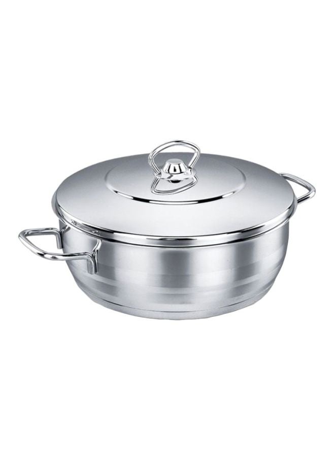 Sturdy And Durable Exclusive Shaped Cool Touch Handle Low Casserole With Lid Silver 32x13cm