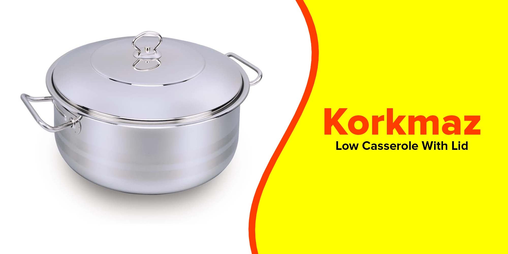 Sturdy And Durable Exclusive Shaped Cool Touch Handle Low Casserole With Lid Silver 15Liters