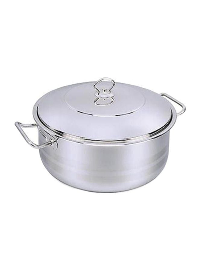 Sturdy And Durable Exclusive Shaped Cool Touch Handle Low Casserole With Lid Silver 15Liters
